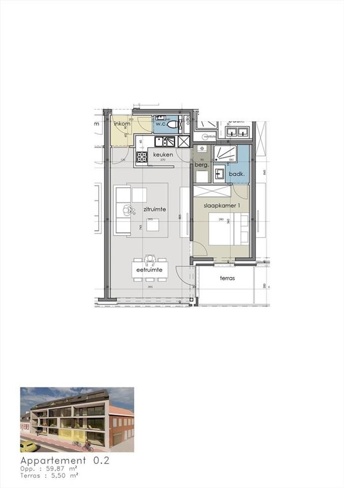 Appartement te  koop in Houthulst 8650 164000.00€ 1 slaapkamers 59.87m² - Zoekertje 1355725