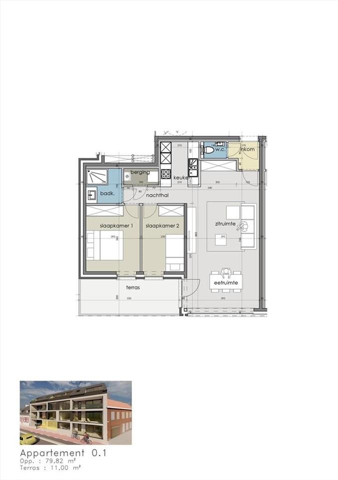 Appartement te  koop in Houthulst 8650 197000.00€ 2 slaapkamers 79.82m² - Zoekertje 1355726