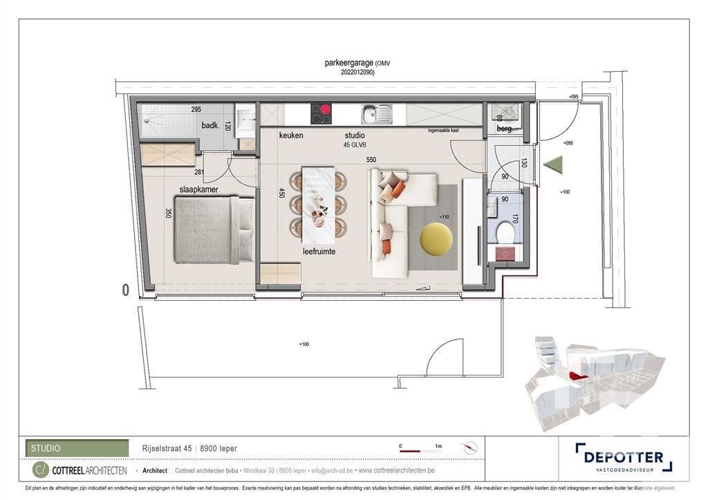 Studio te  koop in Ieper 8900 220000.00€ 1 slaapkamers 51.58m² - Zoekertje 369697